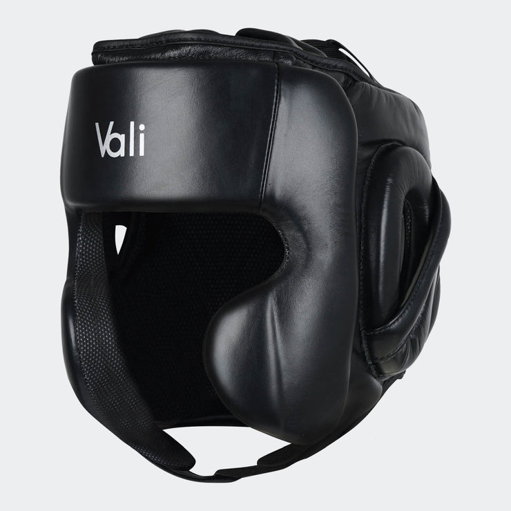 Lancer Leather Pro Boxing Headgear for Training Black Cover | Vali