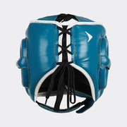 Lancer Leather Face Saver Headgear For Training Back Cyan Blue | Vali#color_cyan-blue
