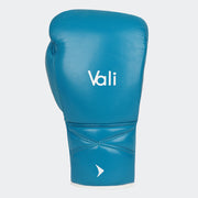 Lancer Leather Lace Up Boxing Gloves For Pros Cyan Blue Front | Vali#color_cyan-blue