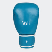 Lancer Leather Muay Thai Gloves For Pros Cyan Blue Front | Vali#color_cyan-blue