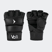 Vali mma grappling gloves for sparring training curved black white#color_black