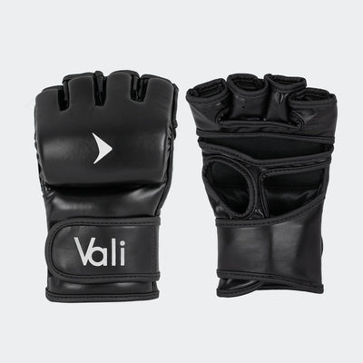 vali mma fight gloves Pro training sparring curved thumbless gloves black#color_black