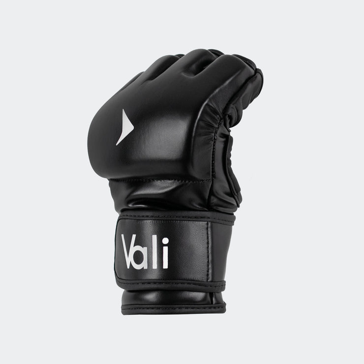 vali mma fight gloves Pro training sparring curved thumbless gloves black