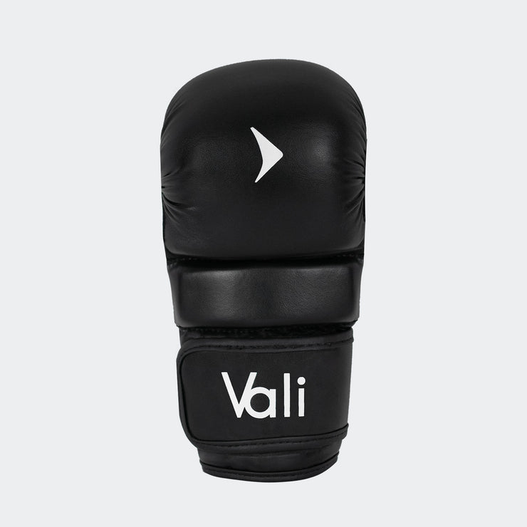  MMA Hybrid Gloves Sparring Grappling Shooter Bag Gloves Training Black Front | Vali