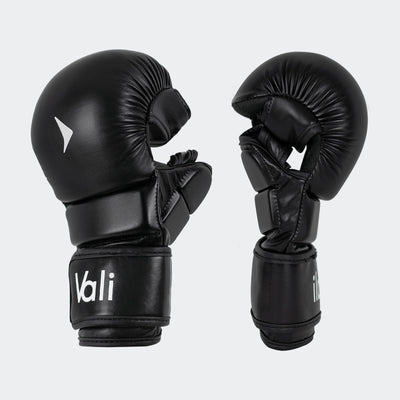  MMA Hybrid Gloves Sparring Grappling Shooter Bag Gloves Training Black Cover | Vali#color_black