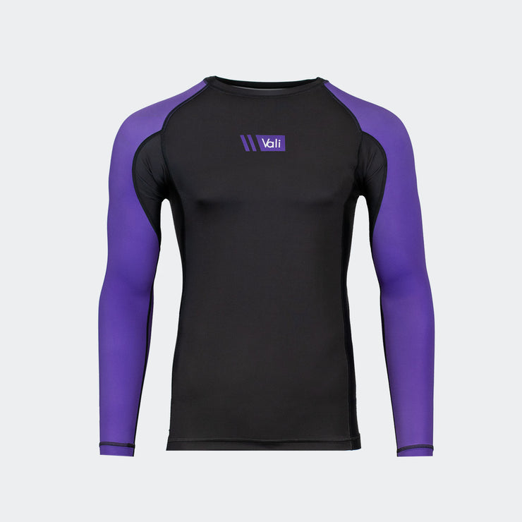 vali mma rash guard compression rashie for no gi ranked bjj jiu jitsu long sleeve black purple