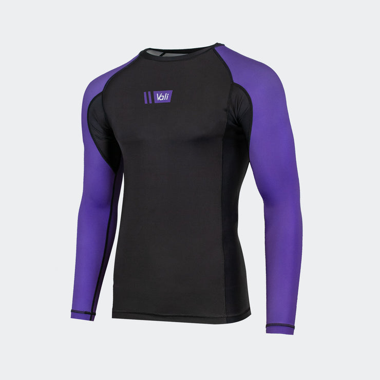 vali mma rash guard compression rashie for no gi ranked bjj jiu jitsu long sleeve black purple